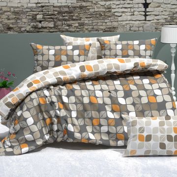 Lenjerie de pat 4 piese, Bumbac Ranforce, cearceaf pat clasic, cearceaf pilota 200x230, 2 fete perna 50x70, 2 fete perna 70x70, RNFN 274