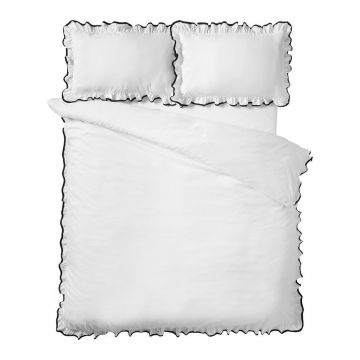 Lenjerie de pat albÄpentru pat dublu cu 3 piese 200x200 cm So Soft Mono Frill âu0080Catherine Lansfield