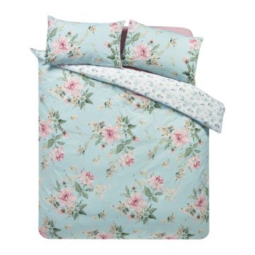 Lenjerie de pat albastrÄpentru pat de o persoanÄ135x200 cm Avebury Floral âu0080Catherine Lansfield