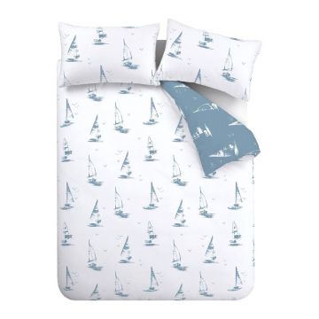 Lenjerie de pat albastrÄpentru pat dublu cu 3 piese 200x200 cm Salcombe Boats âCatherine Lansfield