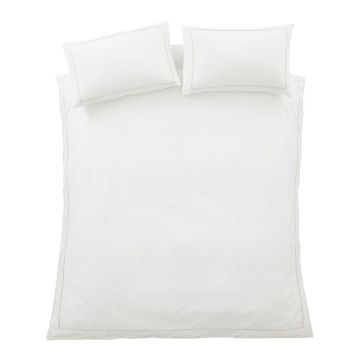 Lenjerie de pat albÄu0083/bej din bumbac percal pentru pat dublu cu 3 piese 200x200 cm Contrast Trim âu0080Bianca