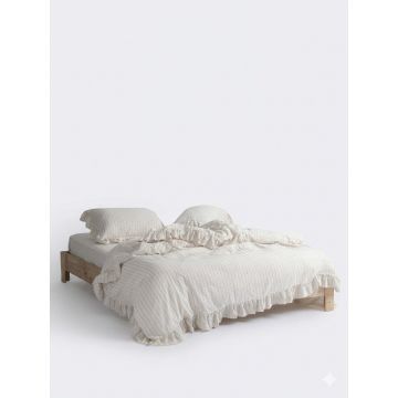 Lenjerie de pat bej din bumbac ranforcé pentru pat dublu, extinsă 240x220 cm Amalia Striped – Mila Home Luxury
