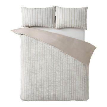 Lenjerie de pat bej pentru pat de o persoanÄ135x200 cm So Soft Seersucker Stripe âu0080Catherine Lansfield