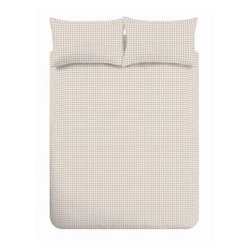 Lenjerie de pat bej pentru pat dublu cu 3 piese 200x200 cm Bamford Gingham Check âu0080Catherine Lansfield