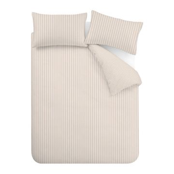 Lenjerie de pat bej pentru pat dublu cu 3 piese 200x200 cm Epping Textured Stripe âu0080Catherine Lansfield