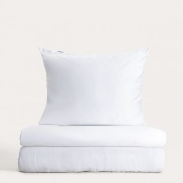 Lenjerie de pat dubla Bamsa, Homla, 160x200 cm, 3 piese, satin de bambus, alb