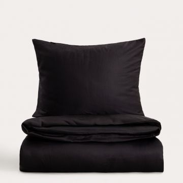 Lenjerie de pat dubla Bamsa, Homla, 160x200 cm, 3 piese, satin de bambus, negru
