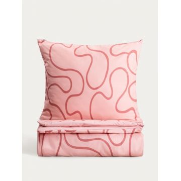 Lenjerie de pat dubla EC Fleur, Homla, 160x200 cm, 3 piese, microfibra din poliester, roz