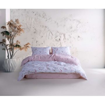 Lenjerie de pat dubla, L'essentiel Maison, Lima, Bumbac Ranforce, Roz