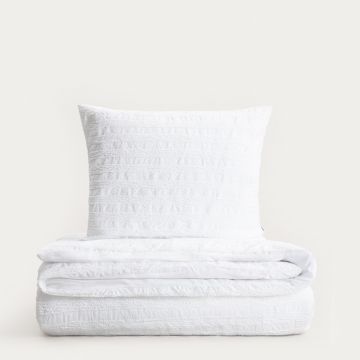 Lenjerie de pat dubla Reya, Homla, 160x200 cm, 3 piese, microfibra din poliester, alb