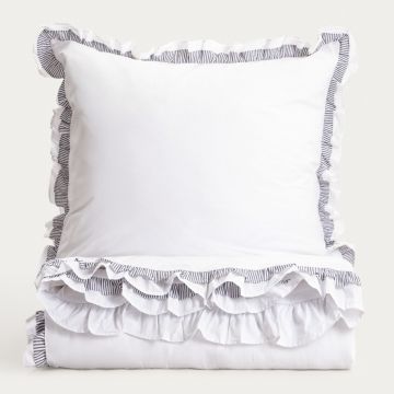 Lenjerie de pat dubla Tessia, Homla, 160x200 cm, 3 piese, bumbac, alb