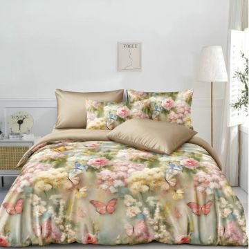 Lenjerie de pat Finet Superfin cu elastic – 4 piese, Bloom - Blush Romance