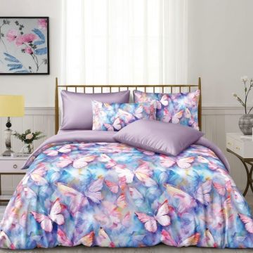 Lenjerie de pat Finet Superfin cu elastic – 4 piese, Bloom - Butterfly Kiss