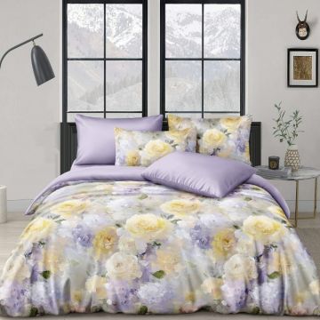 Lenjerie de pat Finet Superfin cu elastic – 4 piese, Bloom - Lavender Poem