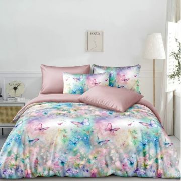 Lenjerie de pat Finet Superfin cu elastic – 4 piese, Bloom - Pastel Dream