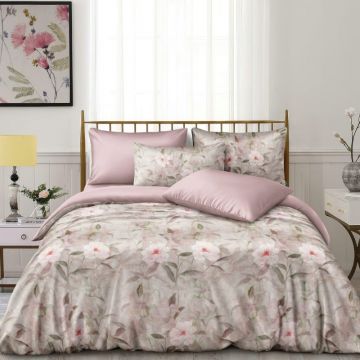 Lenjerie de pat Finet Superfin cu elastic – 4 piese, Bloom - Soft Nostalgia