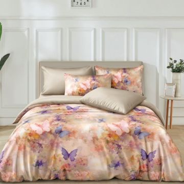Lenjerie de pat Finet Superfin cu elastic – 4 piese, Bloom - Sunset Petals