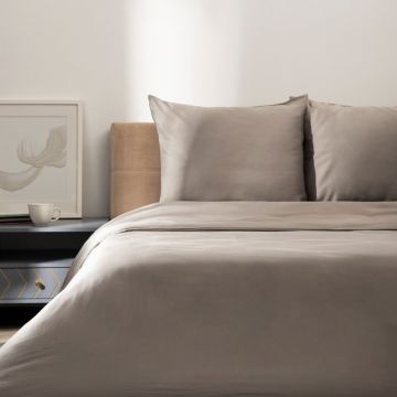 Lenjerie de pat King Size, Bamsa, Homla, 3 piese, 200x220 cm, bumbac/bambus, gri