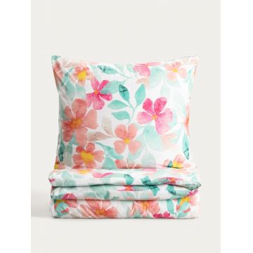 Lenjerie de pat King Size, Fiore, Homla, 200x220 cm, 3 piese, microfibra din poliester, multicolor