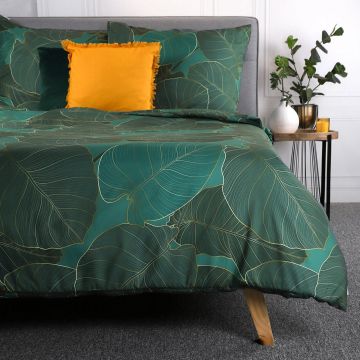 Lenjerie de pat King Size, Gallo, Homla, 200x220 cm, 3 piese, microfibra din poliester, verde
