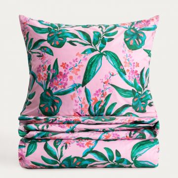 Lenjerie de pat King Size, Solena, Homla, 200x220 cm, 3 piese, microfibra din poliester, multicolor