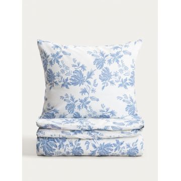 Lenjerie de pat King Size, Taleia, Homla, 200x220 cm, 3 piese, bumbac, alb/albastru