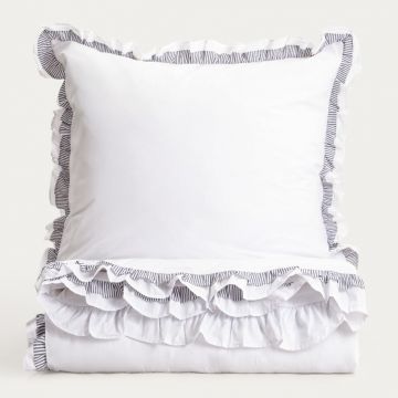 Lenjerie de pat King Size, Tessia, Homla, 200x220 cm, 3 piese, bumbac, alb