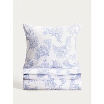 Lenjerie de pat pentru o persoana Coral, Homla, 140x200 cm, 2 piese, bumbac, alb/albastru