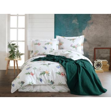 Lenjerie de pat pentru o persoana, L'essentiel Maison, Crips, Alb / Verde / Albastru / Roz