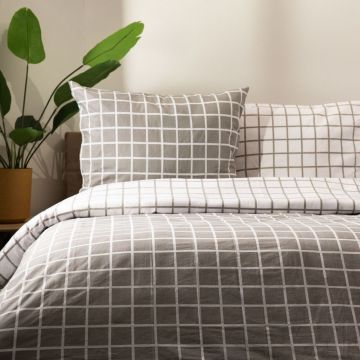 Lenjerie de pat pentru o persoana Reyes, Homla, 140x200 cm, 2 piese, bumbac, gri/alb