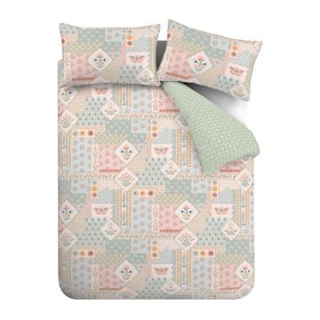 Lenjerie de pat pentru pat dublu cu 3 piese 200x200 cm Folk Patchwork âu0080Catherine Lansfield