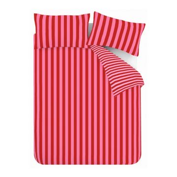 Lenjerie de pat roÈu0099ie/roz pentru pat dublu cu 3 piese 200x200 cm Stripe Tease âu0080Sassy B