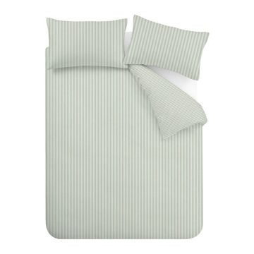 Lenjerie de pat verde pentru pat dublu cu 3 piese 200x200 cm Epping Textured Stripe âu0080Catherine Lansfield