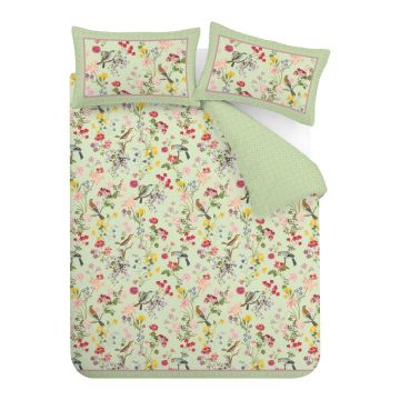 Lenjerie de pat verde pentru pat dublu/extinsÄcu 3 piese 230x220 cm Birds In Bloom âu0080RHS