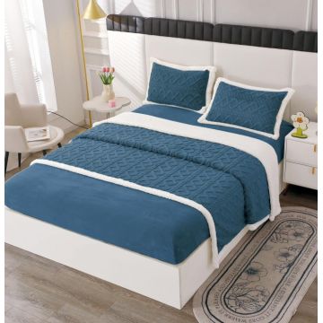 Lenjerie Pat Dublu Cocolino 4 Piese, cu Elastic, din Blanita Tricotata