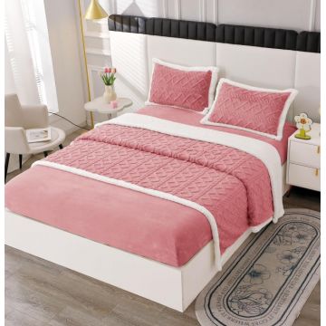 Lenjerie Pat Dublu Cocolino 4 Piese, cu Elastic, din Blanita Tricotata