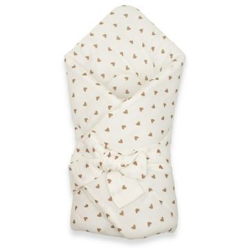 Paturica de infasat, New Baby, Din muselina, Cu inchidere cu panglica, Dimensiune 75x75 cm, Little Heart