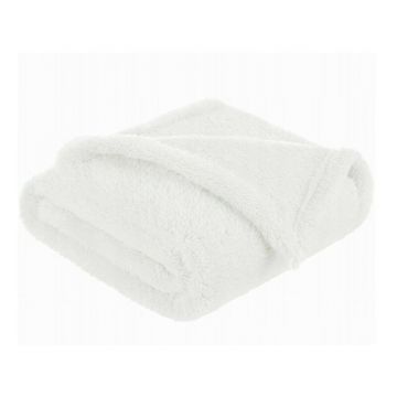 Paturica pufoasa, MimiNu, Pentru copii, Din fleece, 75 x 100 cm, Alb