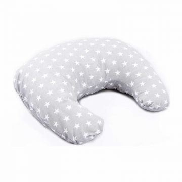 Perna pentru alaptat, Bocioland, Gray Stars, Cu husa detasabila, Din bumbac, 50x18 cm,