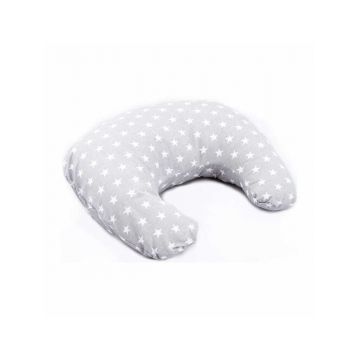 Perna pentru alaptat, Bocioland, Gray Stars, Cu husa detasabila, Din bumbac, 50x18 cm,