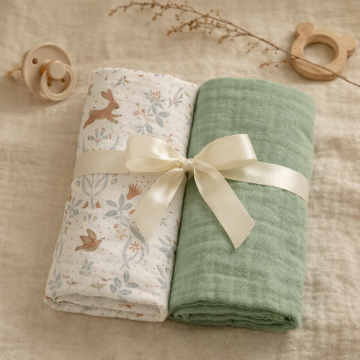 Set 2 museline Botanical Nest din bumbac 70 x 70 cm