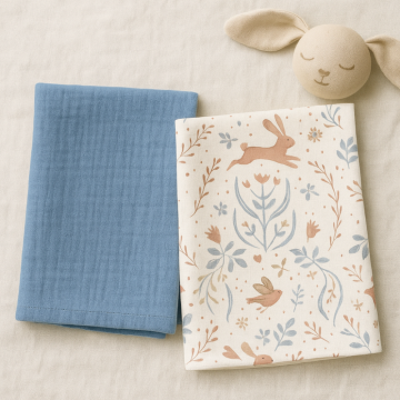 Set 2 museline Sweet Bunny din bumbac 70x70 cm