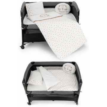 Set de dormit pentru bebelusi cu protectie laterala, Wallxpert, Park, Bej