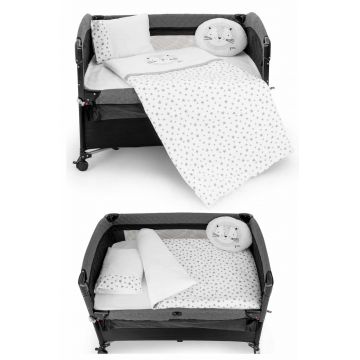 Set de dormit pentru bebelusi cu protectie laterala, Wallxpert, Park, Gri