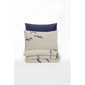 Set lenjerie de pat, L'essentiel Maison, albastru inchis alb, 200x220 cm, 100% bumbac ranforce