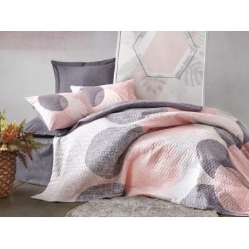 Set Lenjerie si Cuvertura Leron Gri (Bumbac 100%)