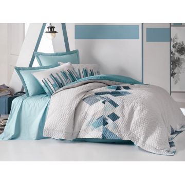 Set Lenjerie si Cuvertura Nesto Petrol (Bumbac 100%)
