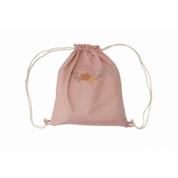 Set paturica, perna si rucsac Somnart cu broderie din in roz