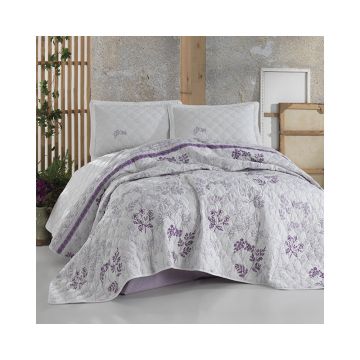 Cuvertura De Pat Clasy-Matlasata Lavenda, 240x260 cm, 2 fete perna, bumbac, multicolor, reversibil