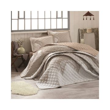 Cuvertura De Pat Clasy-Matlasata Mikanos V2, 240x260 cm, 2 fete perna, bumbac, multicolor, reversibil